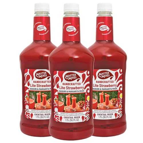 Master of Mixes Strawberry Daiquiri/Margarita Lite Drink Mix, Ready To Use, 1.75 Liter Bottle (59.2 Fl Oz), Pack of 3｜Glomarket