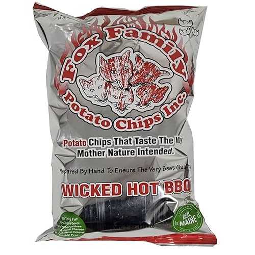 Box of Maine Fox Family Potato Chips, 7oz, Made in Maine - (Wicked Hot BBQ)