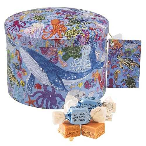 Gardiners of Scotland Handmade Fudge, Into the Blue Sea Salt & Caramel Fudge 7 Ounce Round Tin
