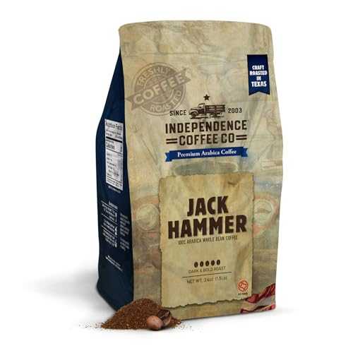 Independent Coffee Co. JackHammer 大胆で素朴なダークロースト全豆コーヒー、24 オンスバッグ Independence Coffee Co. JackHammer Bold and Earthy, Dark Roast Whole Bean Coffee, 24 Ounce Bag (Packaging May Vary)