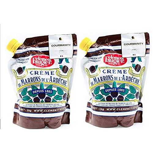 Clement Faugier Chestnut Spread From France 35.2 (Pack of 2) Chestnut Jam Pouch | Creme De Marron Chestnut Puree | Chestnut Paste French | Gourmet Chestnut Cream, Kosher | Produced For Gourmanity