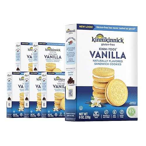 Kinnikinnick - KinniTOOS Vanilla Sandwich Cream Cookies - Gluten Free, Allergy Friendly Vegan Cookies - 8 oz. Boxes - 6 pack