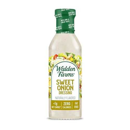 ジャージースイートオニオンドレッシング 12オンス (6個入り) Walden Farms Sweet Onion Dressing - Low Carb, Calorie-Free, Gluten-Free, Keto-Friendly, Sugar-Free, Fat-Free, Dairy-Free Sweet Onion Flavor - 6-Pack, 12 oz Bottles