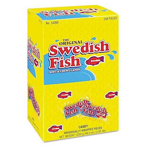 スウェーデンフィッシュ 43146 持ち帰り用キャンディスナック レセプションボックス入り 240個/箱 Swedish Fish 43146 Grab-and-Go Candy Snacks in Reception Box, 240-Pieces/Box