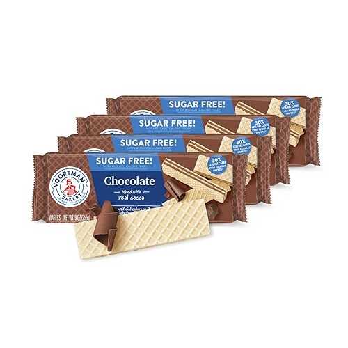 Voortman、シュガーフリー、チョコレートウエハース、9オンスバッグ（4個パック） WAHALAA Voortman, Sugar Free, Chocolate Wafers, 9oz Bag (Pack of 4)
