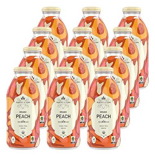 Harney & Sons Iced Tea, Peach Black, 16 Fl Oz (Pack of 12)