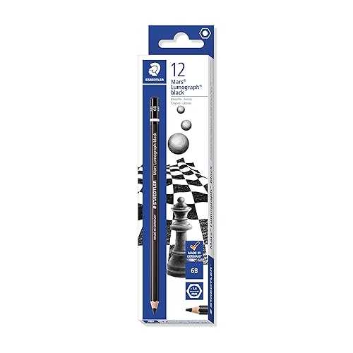 STAEDTLER Mars Lumograph Black Art Pencils, Presharpened #6B Artist Pencils, Box of 12, 100B-6B