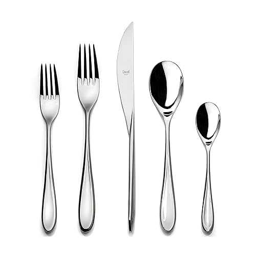 MEPRA 104922005 Foma 5-Piece Durable 18/10 Stainless Steel American Style Flatware Cutlery Set for Fine Dining, Dishwasher Safe, Service for 1