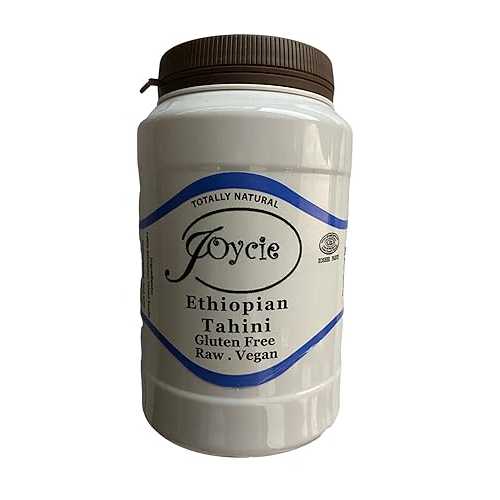 Shirley Bar Living Ethiopian Tahini, Kosher tahini dressing, Vegan, Raw, hulled, non-Gmo - The Best Tasting Tahini sesame paste, amazing sauce! Pure Ground 100% Ethiopian Sesame seeds, 1 LB (4 pack)