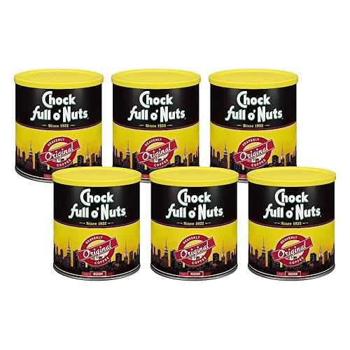 チョックフルオーナッツコーヒー、オリジナル、183オンス Chock Full o' Nuts Chock Full o’Nuts Original Roast, Medium Roast Ground Coffee, Gourmet Coffee Beans ? Smooth, Full-Bodied, and Rich Coffee 26 Oz. Can, (Pack of 6
