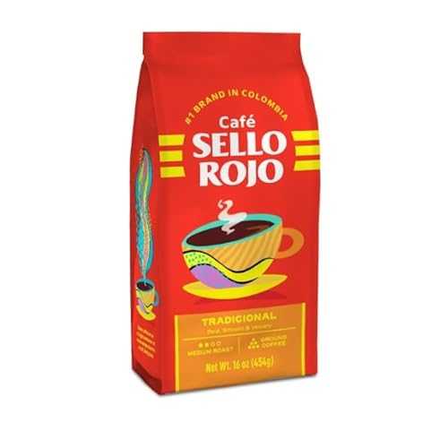 Sello Rojo Caf・・ Sello Premium Colombian Coffee | Smooth & Flavorful | Low Acidity, No Bitter Aftertaste | 100% Colombian Medium Roast Ground Coffee | Caf・・ de Colombia | 16 Ounce (Pack of 3)