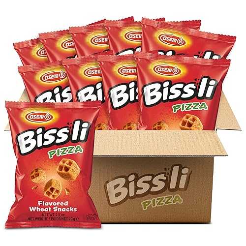 Osem Bissli ピザ風味のカリカリ小麦スナック - 着色料や保存料不使用、2.5 オンスバッグ (10 個パック) Osem Bissli Pizza Flavored Wheat Snacks, 2.5oz Bags (Pack of 10) ? Bold Pizza Taste, Kosher, No Preservatives, Perfect fo