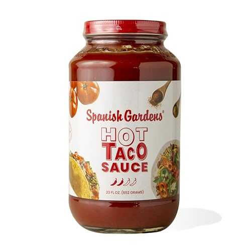 Spanish Gardens Taco Sauce (6 Pack) ― Hot Taco Sauce for Authentic Mexican Food ― Original Family Recipe, Spicy Sauce for Tex Mex Food (23 oz)