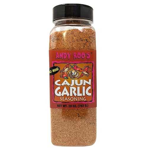 Andy Roo's ケイジャン ガーリック シーズニング (MSG 不使用)、28 オンス バルク シェーカー Andy Roo's Cajun Garlic Seasoning (No MSG), 28 Ounce Bulk Shaker