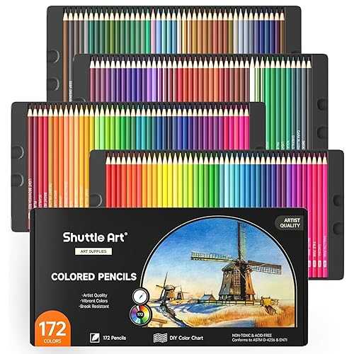Shuttle Art 172 Colored Pencils for Adult Coloring Books, Soft Core Color Pencil Set for Artist Drawing Sketching Crafting