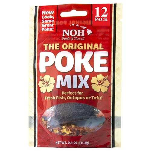 NOH Hawaiian Poke Mix, 0.4 oz Packet (Pack of 12) - Island-Style Poke Seasoning Mix made w/Ogo Seaweed, Hawaiian Salt, and Chili Pepper, perfect for Ahi Tuna, Seaweed Salad, Octopus, Tofu, and More