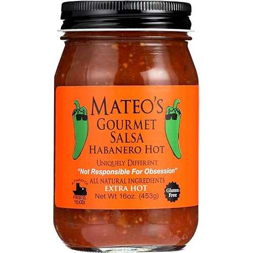 マテオズ グルメ サルサ ハバネロ ホット、エクストラ ホット 16 オンス (2 個パック) Mateo's Gourmet Salsa Habanero Hot, Extra Hot 16 Oz (Pack of 2)