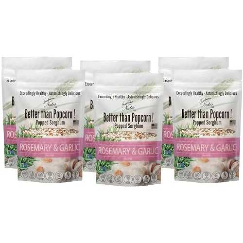 Nature Nate's LLC Nature Nate’s Popped Sorghum, Rosemary & Garlic - Organic, Keto & Gluten Free, Healthy Snacks, Better Than Popcorn, Made in USA - 2 Ounce (Pack of 6)