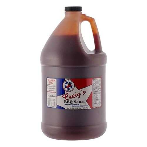 Craig's BBQ ソース - 1 ガロン Texas Pepper Jelly Craig's BBQ Sauce - 1 Gallon Net Wt. 160 oz (4535.92 g)