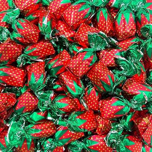 LAETAFOOD Strawberry Filled Bon Bons Hard Candy, Bulk Candy (2 Pound Bag - Approx. 120 Count)