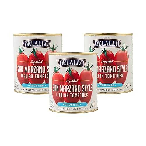 デラーロ サン マルツァーノ スタイル クラッシュトマト、28オンス缶、3個パック DeLallo Imported San Marzano Style Crushed Tomatoes, 28 Ounce Can, 3 Pack, Product of Italy, Non-GMO