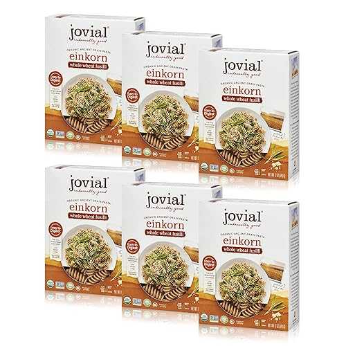 Jovial Einkorn 100% Organic Whole Wheat Fusilli - Einkorn Pasta, High Protein, Non-GMO, USDA Certified Organic, Lower Carb, Delicious Pasta Made in Italy - 12 Oz, 6 Pack