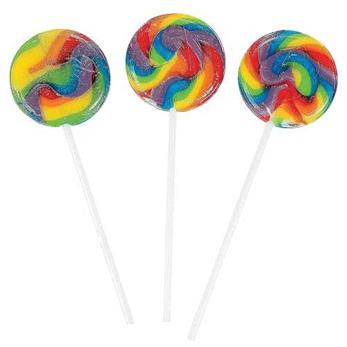 Fun Express Mini Rainbow Swirl Lollipops - Pack of 38, 1.25 Pounds