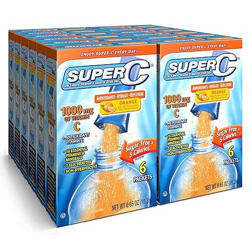 Super C Vitamin & Mineral Drink Mix, Orange, 6 CT Singles To Go, Pack Of 12 (72 Total Packets)