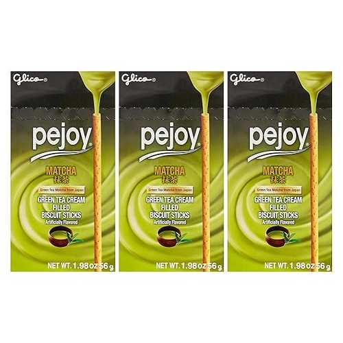 [ 3 パック ] グリコ ペジョイ ビスケットスティック、抹茶グリーンティークリーム、1.98 オンス [ 3 Packs ] Glico Pejoy Biscuit Stick, Matcha Green Tea Cream, 1.98 Ounce