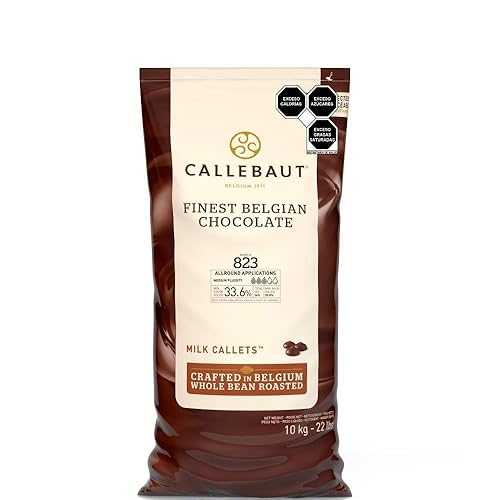 Callebaut 823 ミルク チョコレート カレット - 22 ポンド ベルギー ベーキング チョコレート カレット - 最低 30.2% ココアバター、4.9% 無脂肪ココア、6% 乳脂肪、15.8% 無脂肪ミルク - レシピ 823NV-595 - 22 ポンド (10 kg) Callebaut