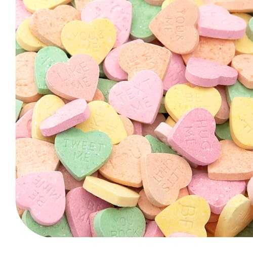 CRAZYOUTLET Conversation Hearts Candy - 2 Pound Pack - Heart Shaped Candy in Strawberry, Cherry, Lemon, Lime, and Orange Flavors - Classic Fruity Hearts for Parties and Gifts