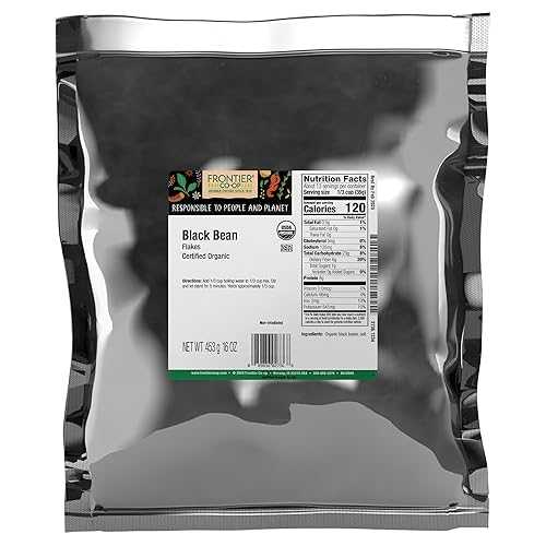???? ?? ??? ??? ???? 454g Frontier Co-op Organic Black Beans Flakes 1lb - For Black Bean Burger Patties, Dry Bean Soup Mix, Black Bean Dip and More