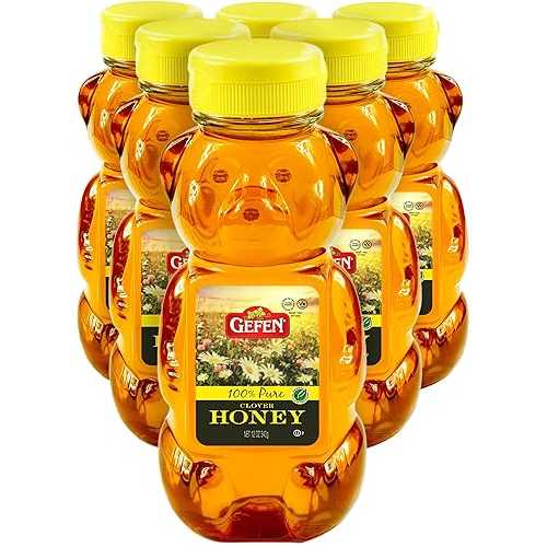 Gefen US Grade A Honey Bears, 12oz (6 Pack) 100% Clover Honey, No Fillers, Gluten Free