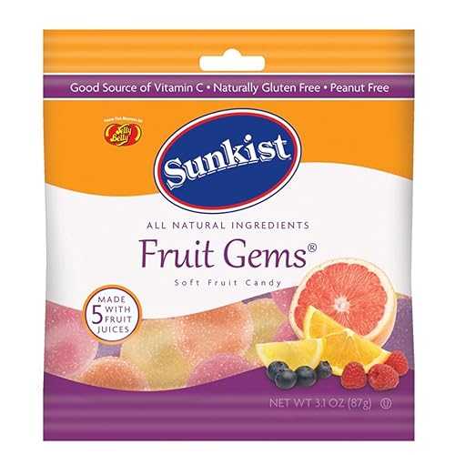 Jelly Belly Sunkist Fruit Gems Assorted Chewy Candy 3.1 oz. - Case of 12