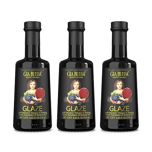 Gia Russa Balsamic Glaze - Balsamic Vinegar glaze, Balsamic Vinegars, Vegan Italian Vinegar, Gluten Free Balsamic, Low Calorie Dressing, Product of Italy - 8.5 Oz (3-Pack)
