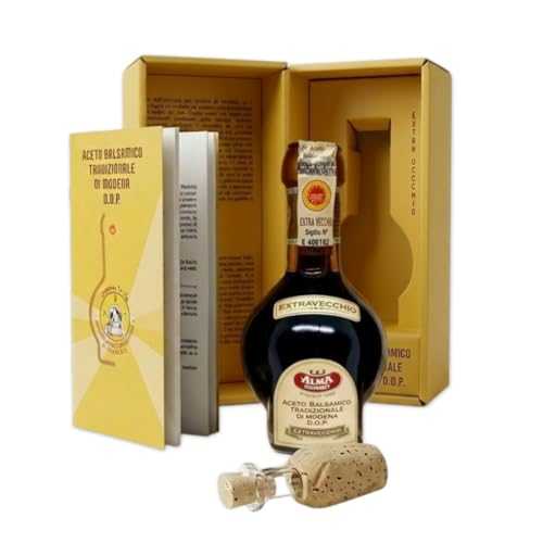 Alma Gourmet 25 Year Aged Extravecchio Traditional Balsamic Vinegar of Modena D.O.P. - 3.4 fl oz (100ml) - Authentic Aceto Balsamico Tradizionale - Glass Pouring Doser & Recipe Booklet Included - Imported from Ital