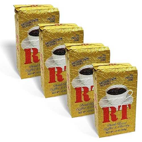RT ダーク ロースト グラウンド コーヒー & チコリ 13 オンス レンガ(4個入り) CDM RT Dark Roast Ground Coffee & Chicory 13 oz. Brick (Pack of 4)