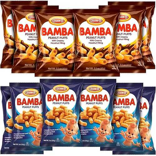 Bamba ピーナッツバタースナック オールナチュラルピーナッツバター PB コーンパフ (ヘーゼルナッツクリーム 6 個、2.1 オンス袋 + 6 レギュラー、1 オンス袋) BUTO Bamba Peanut Butter Snacks All Natural Peanut Butter PB Corn Puffs (6 Ha
