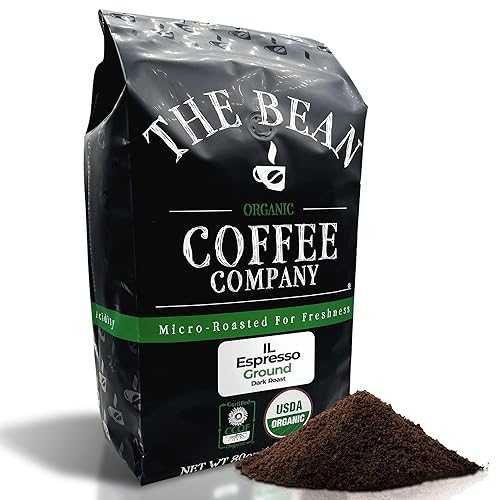 The Bean Coffee Company The Bean Organic Coffee Company Il Espresso, Classic Dark Roast, Ground Coffee, 5-Pound Bag, Caf・・ molido tostado org・・nico