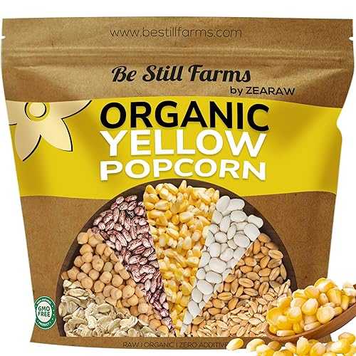 Be Still Farms Yellow Organic Popcorn Kernels (4.8lb) - Uncooked Corn Bulk Great for Movie Night - Healthy Microwave Snacks Ideal for Popping - USA Grown | USDA Certified | Vegan | Non-GMO