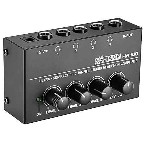 Neewer 超コンパクト 4 チャンネル ステレオ ヘッドフォン アンプ DC 12V 電源アダプター付き 音響強化、スタジオ、ステージ、合唱団、個人録音用、超低ノイズ (オリジナル バージョン) Neewer Super Compact 4-Channel Stereo Headphone Amplifier wi