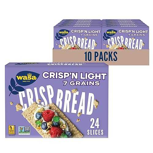 Wasa Crisp’n Light 7 Grains Crispbread, 4.9 oz (Pack of 10), Crackers, Non-GMO Ingredients, 7 Grain Blend, 20 Calories per Slice