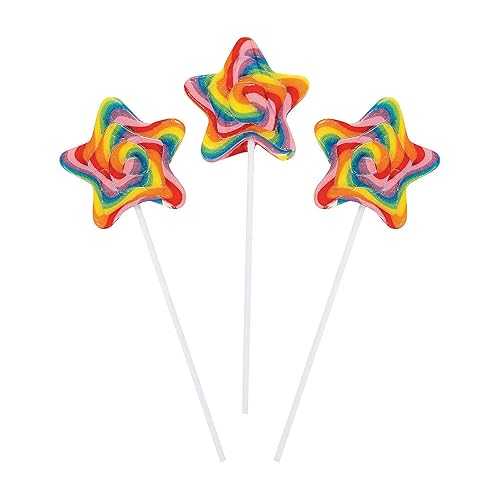 Fun Express Star Shaped Rainbow Swirl Pops (set of 12 lollipops)
