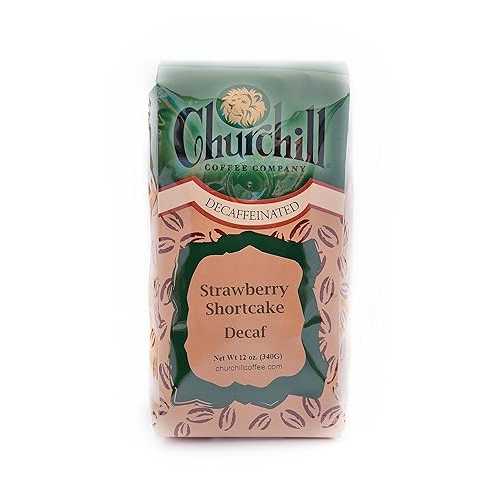 チャーチル コーヒー ストロベリー ショートケーキ 12 オンス - グラウンド (デカフェ) Churchill Coffee Company Churchill Coffee Strawberry Shortcake 12 oz - Ground (Decaf)