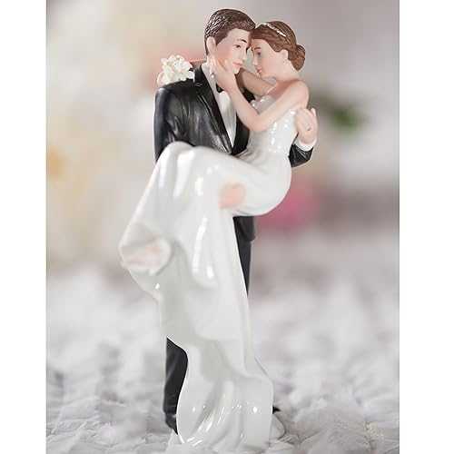?? ???? ??? ??? ?? ?? ?? ??? ?? ??? Wedding Collectibles Wedding Cake Toppers Bride and Groom | Groom Holding Bride | Unique Romantic Keepsake Cake Topper Figurine | Fine Porcelain | 6 Inches