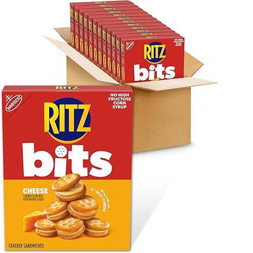 RITZ Bits Cheese Sandwich Crackers, Snacks for Kids and Adults, Bulk Lunch Snacks, 12 - 8.8 oz Boxes