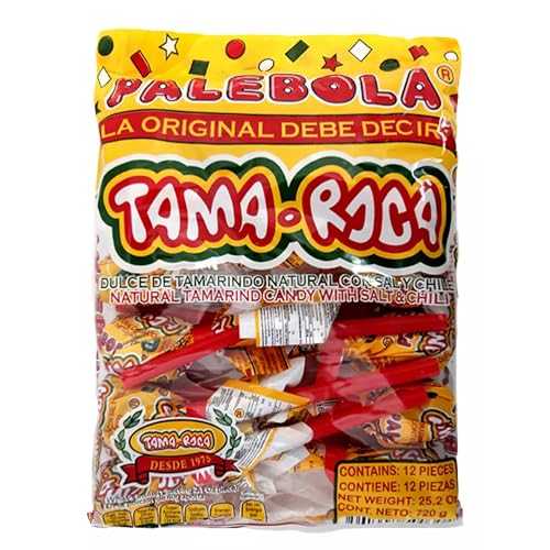 Tama-Roca Tama Roca Palebola Natural Tamarind Candy Lollipop with Salt and Chili. Mexican Tamarind Candy 2.1 Ounce Each Individually Wrapped Lollipop (12 Pieces Pack 33.6 Ounces)