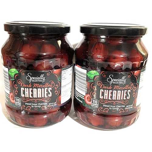 特別に選ばれたダークモレロ種抜きサワーチェリー、大容量24オンス瓶、(2)パック Specially Selected Dark Morello Pitted Sour Cherries, Large 24 oz Jars, (2) Pack