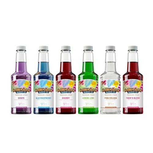 Hawaiian Shaved Ice Syrup Assortment, 6 Popular 16oz Flavors: Cherry, Grape, Blue Raspberry, Tiger's Blood, Lemon-Lime, Pina Colada 10,446円