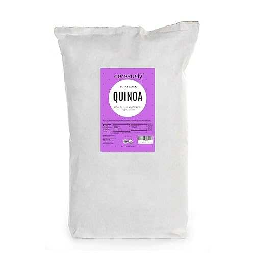 CEREAUSLY Organic Black Quinoa Premium Royal Quinoa from Bolivia Kosher and Non-GMO Quinoa Bulk Vegan and Gluten-Fee Cooking Quinoa 25 LB|Glomarket